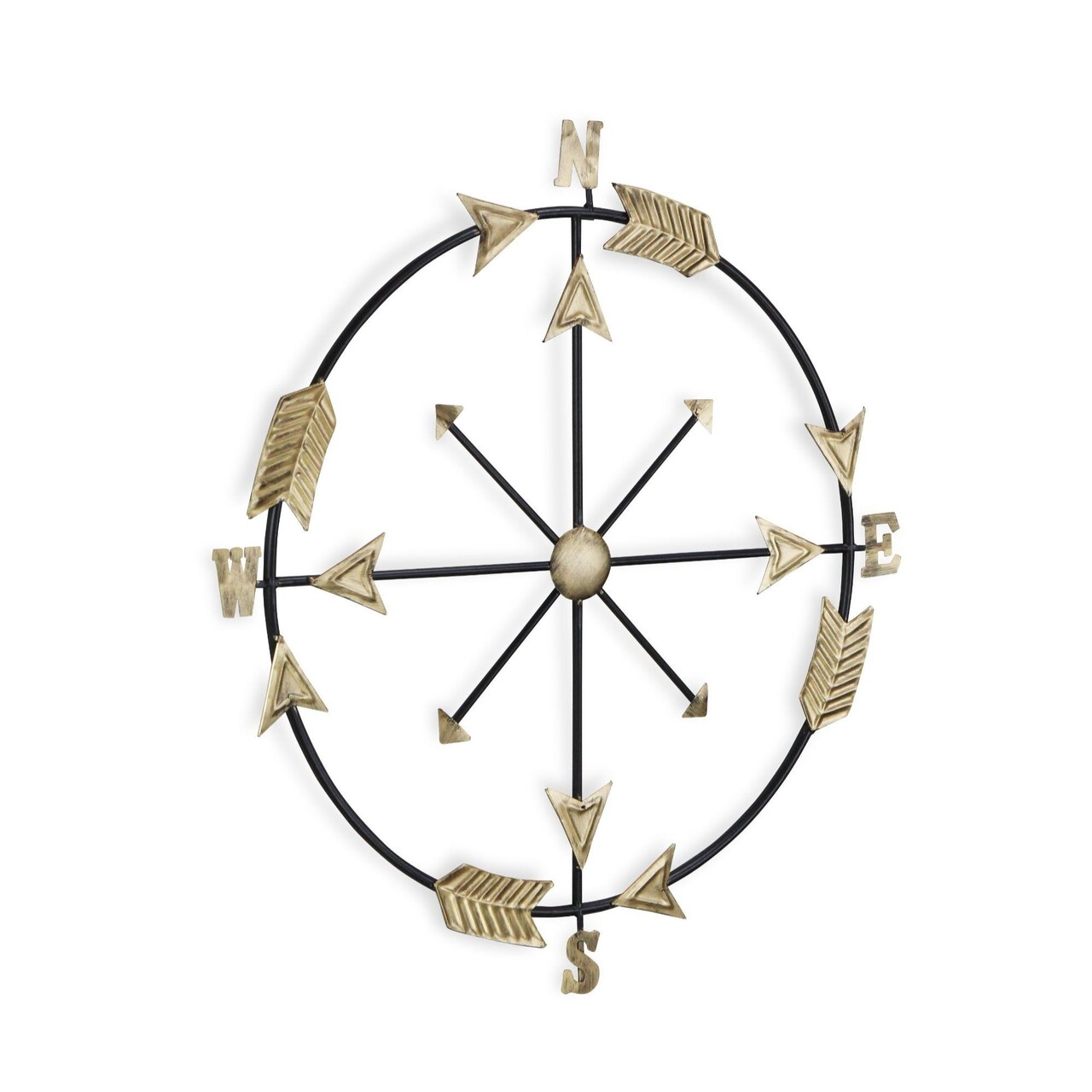 Contemporary Home Living 26.25" Gold and Black Round Wall Compass